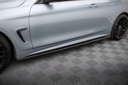 Maxton Seitenschweller Ansatz für V.3 für BMW 4er Coupe / Gran Coupe / Cabrio M-Paket F32 / F36 / F33 schwarz Hochglanz