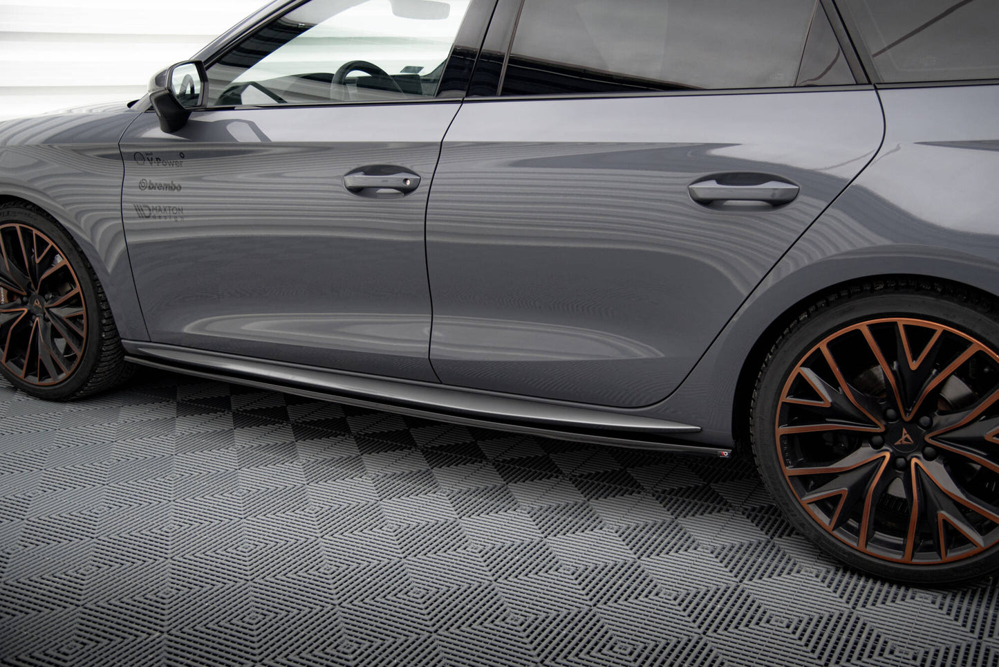 Maxton Seitenschweller Ansatz für Cupra Leon Aero Mk1 schwarz Hochglanz