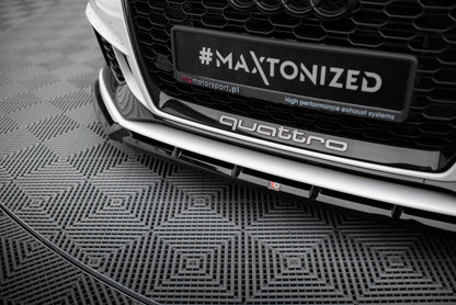 Maxton Front Ansatz V.3 für Audi RS3 Limousine 8V Facelift schwarz Hochglanz