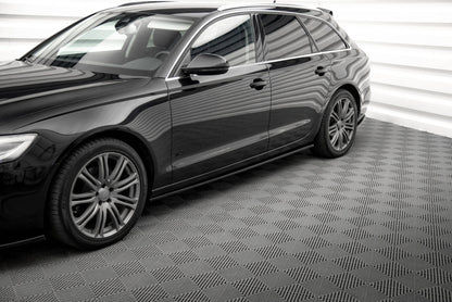 Maxton Seitenschweller Ansatz für V.2 für Audi A6 C7 schwarz Hochglanz