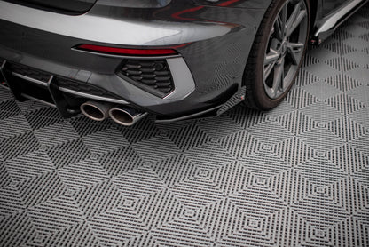 Maxton Street Pro Heck Ansatz Flaps Diffusor +Flaps für Audi S3 Limousine 8Y schwarz Hochglanz