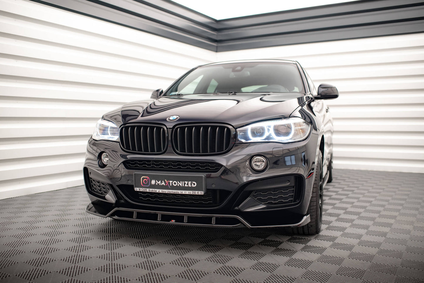 Maxton Front Ansatz V.2 für BMW X6 M-Paket F16 schwarz Hochglanz