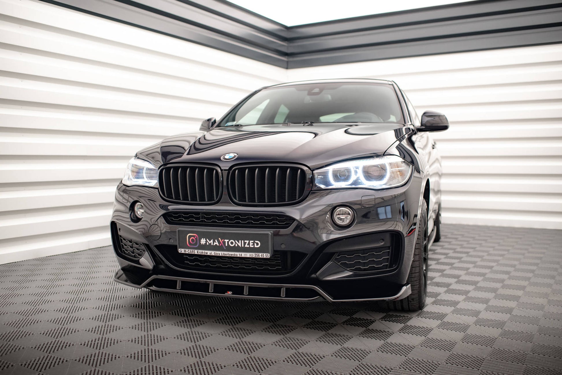 Maxton Front Ansatz V.2 für BMW X6 M-Paket F16 schwarz Hochglanz