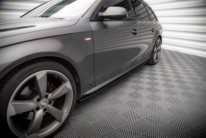 Maxton Seitenschweller Ansatz für V.2 für Audi A4 / A4 S-Line / S4 B8  schwarz Hochglanz