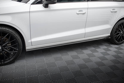 Maxton Seitenschweller Ansatz für Audi A3 Limousine 8V schwarz Hochglanz
