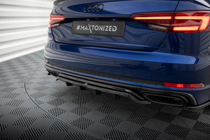 Maxton Mittlerer Diffusor Heck Ansatz DTM Look für Audi A4 Competition B9  schwarz Hochglanz
