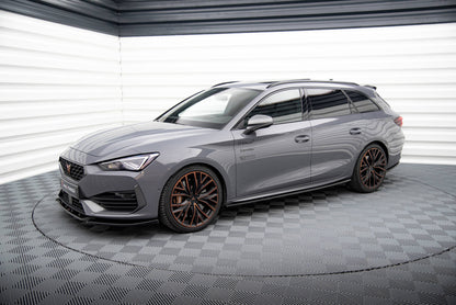 Maxton Seitenschweller Ansatz für Cupra Leon Aero Mk1 schwarz Hochglanz