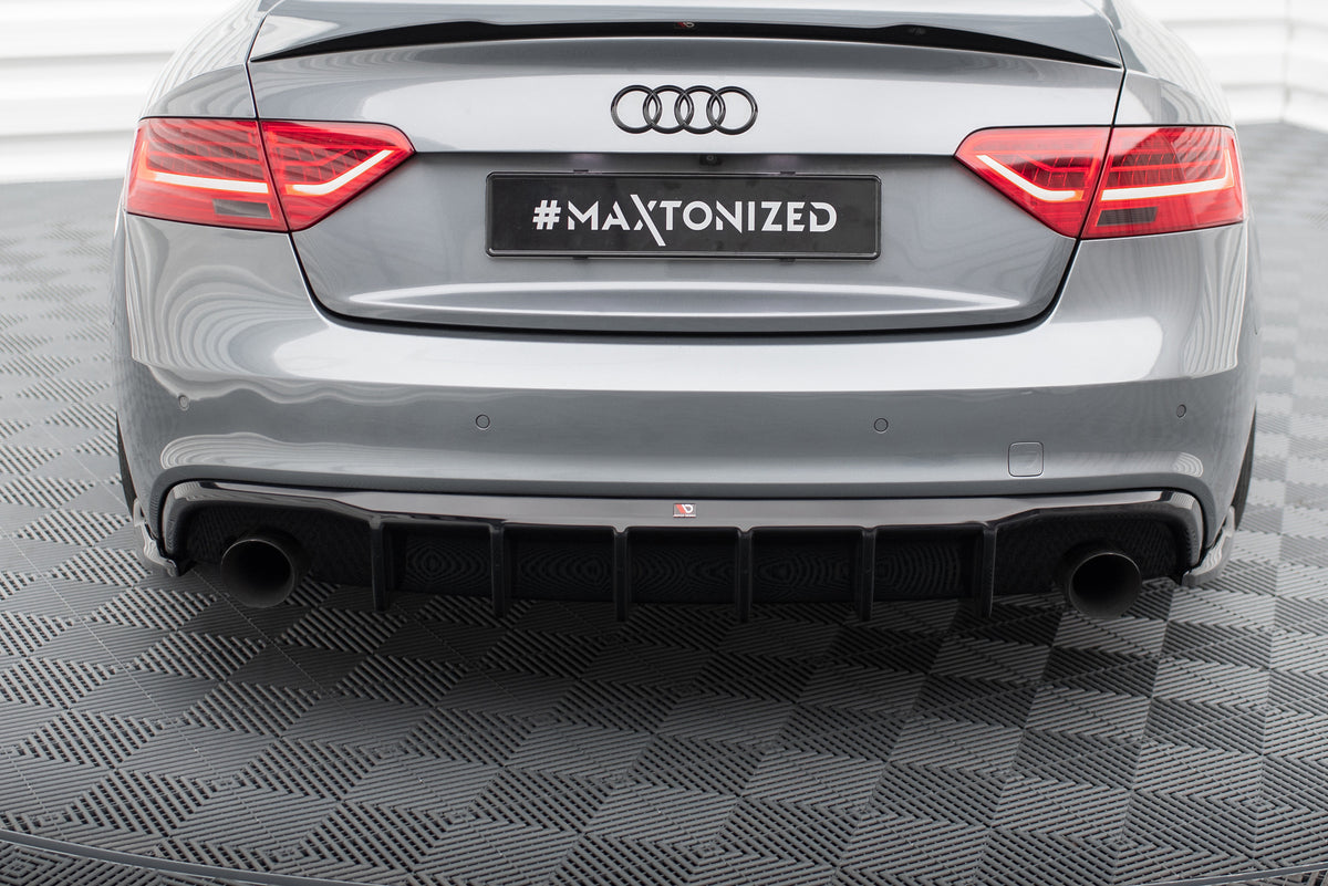 Maxton Diffusor Heck Ansatz für Audi A5 S-Line Coupe / Sportback 8T Facelift (Version mit Einzelauspuff auf beiden Seiten)