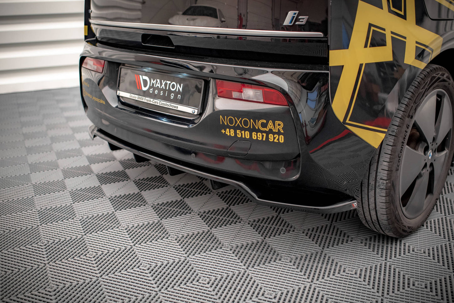 Maxton Mittlerer Diffusor Heck Ansatz DTM Look für BMW i3 Mk1 Facelift schwarz Hochglanz