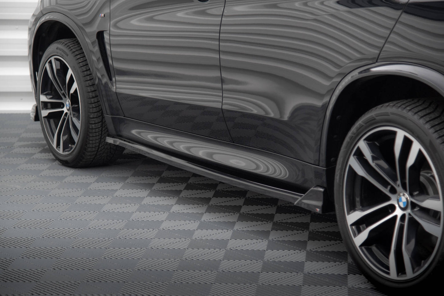Maxton Seitenschweller Ansatz für V.2 für BMW X5 M-Paket F15 schwarz Hochglanz