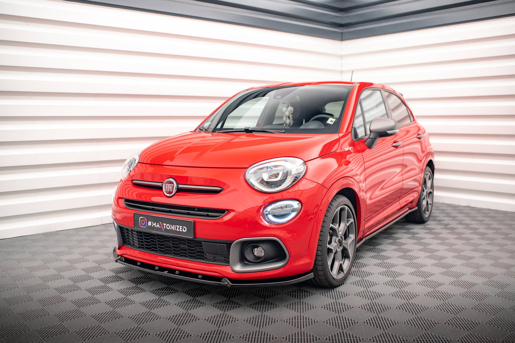Maxton Front Ansatz für Fiat 500X Sport Mk1 Facelift schwarz Hochglanz