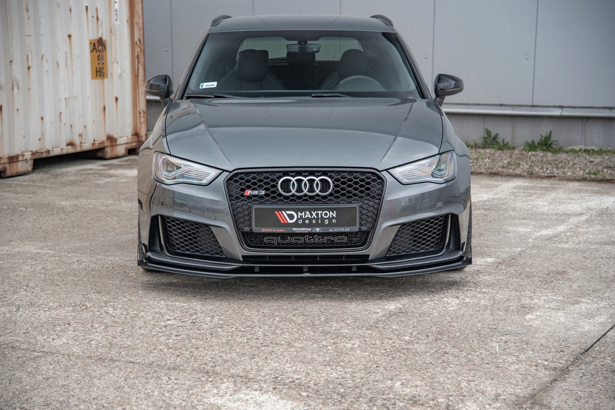 Maxton Robuste Racing Front Ansatz für passend +Flaps für Audi RS3 8V Sportback schwarz Hochglanz