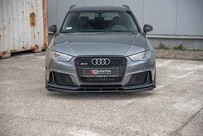 Maxton Robuste Racing Front Ansatz für passend +Flaps für Audi RS3 8V Sportback schwarz Hochglanz