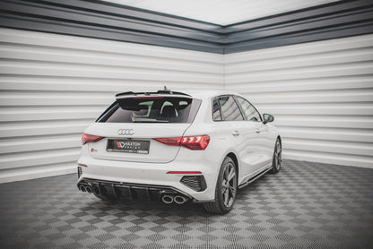 Maxton Diffusor Heck Ansatz für Audi S3 Sportback 8Y schwarz Hochglanz