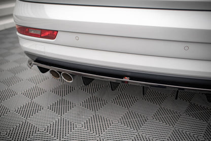 Maxton Mittlerer Diffusor Heck Ansatz DTM Look für Audi Q3 Sport 8U Facelift schwarz Hochglanz