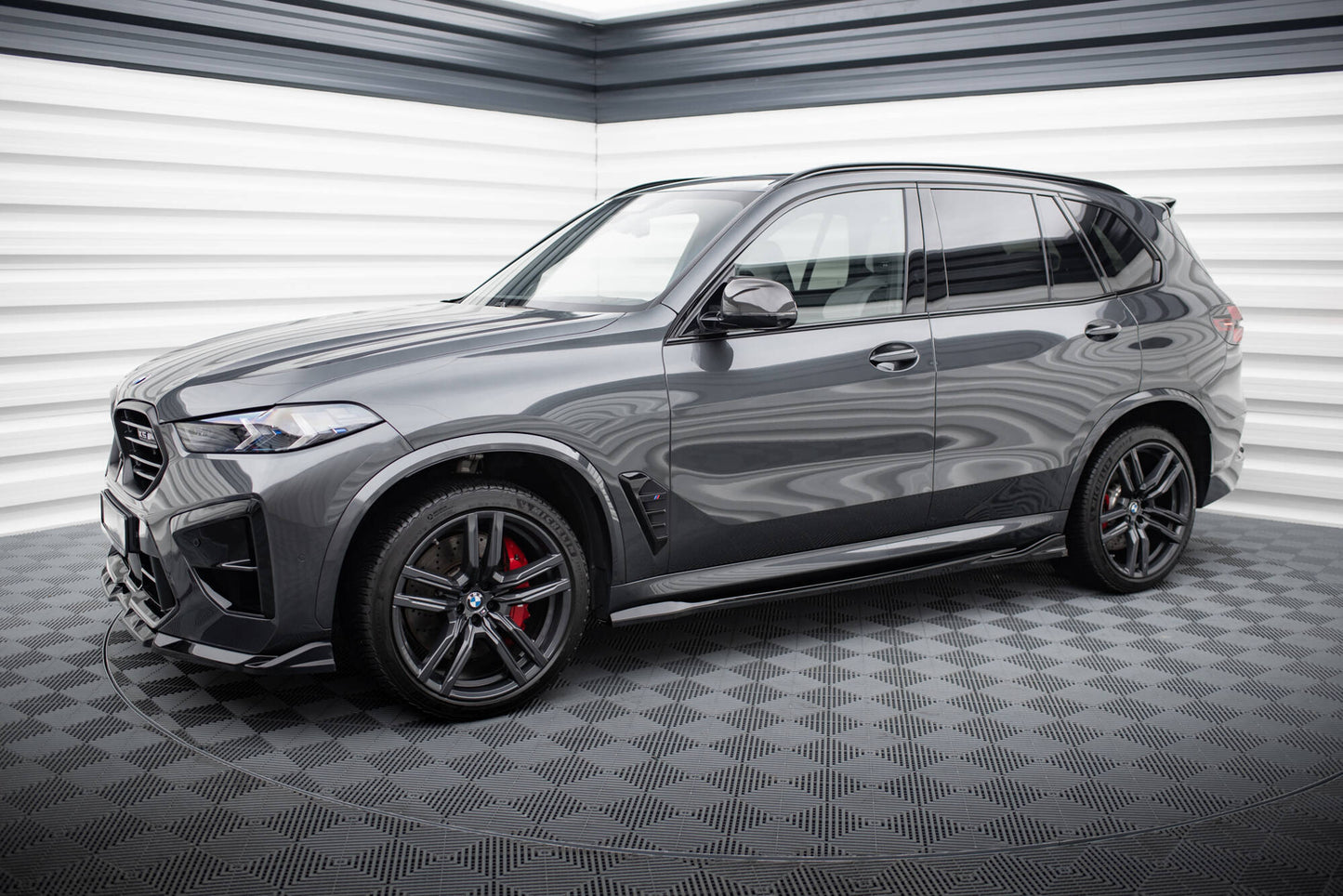Maxton Seitenschweller Ansatz für BMW X5 M F95 Facelift schwarz Hochglanz