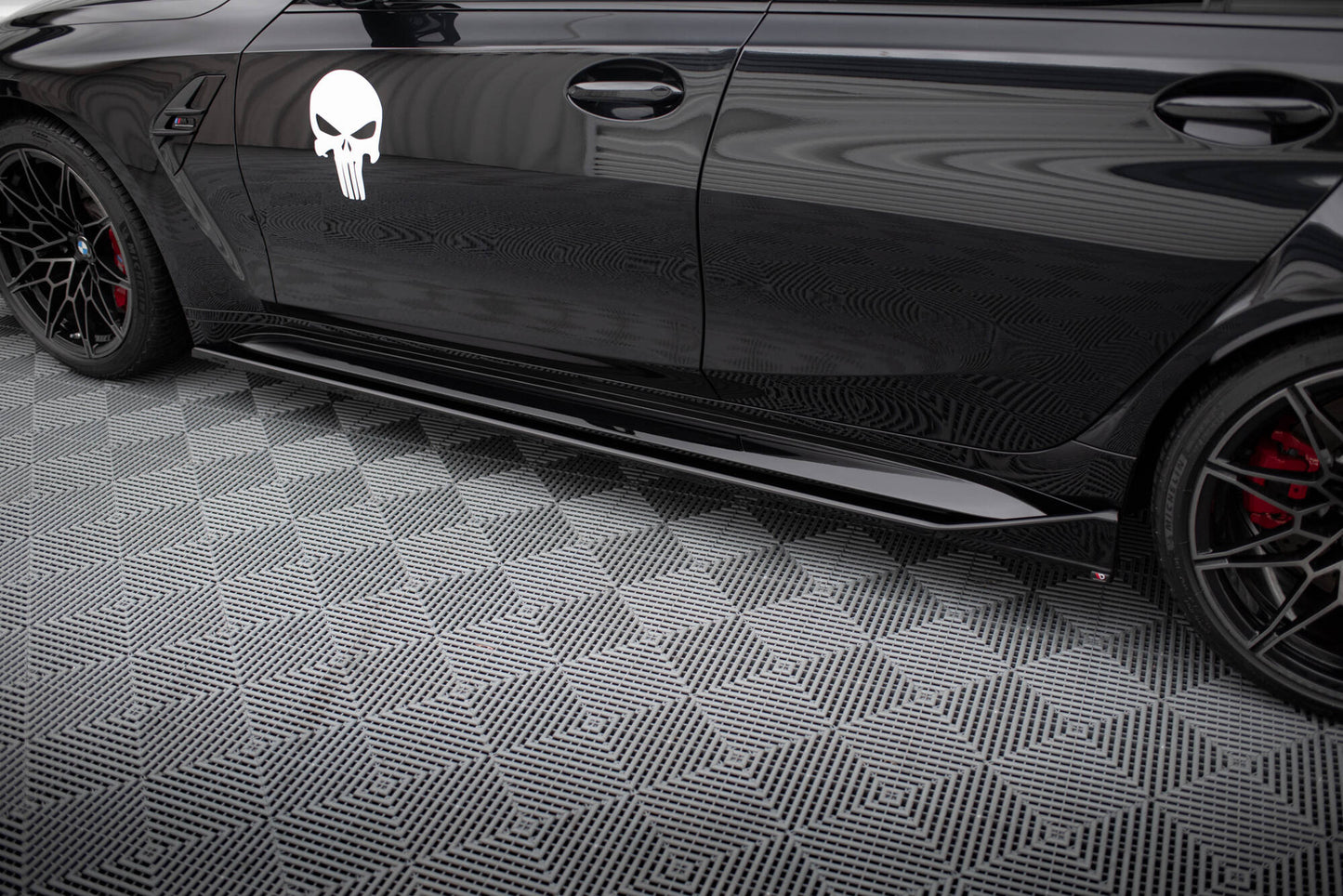 Maxton Seitenschweller Ansatz für V.3 für CSL Look BMW M3 G80 schwarz Hochglanz