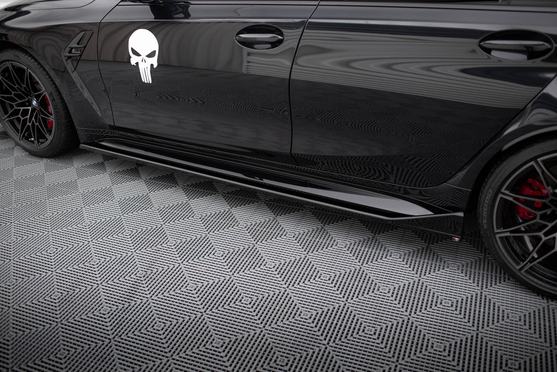 Maxton Seitenschweller Ansatz für V.3 für CSL Look BMW M3 G80 schwarz Hochglanz