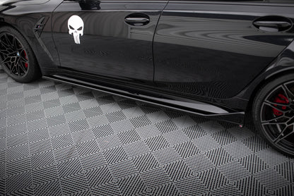 Maxton Seitenschweller Ansatz für V.3 für CSL Look BMW M3 G80 schwarz Hochglanz