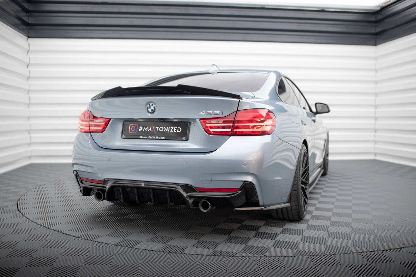 Maxton Diffusor Heck Ansatz für BMW 4er Coupe / Gran Coupe / Cabrio M-Paket F32 / F36 / F33 (Version mit Einzelauspuff auf...