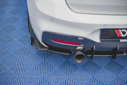Maxton Robuste Racing Heck Ansatz Flaps Diffusor V.2 +Flaps für BMW 1er F20 M140i  schwarz Hochglanz
