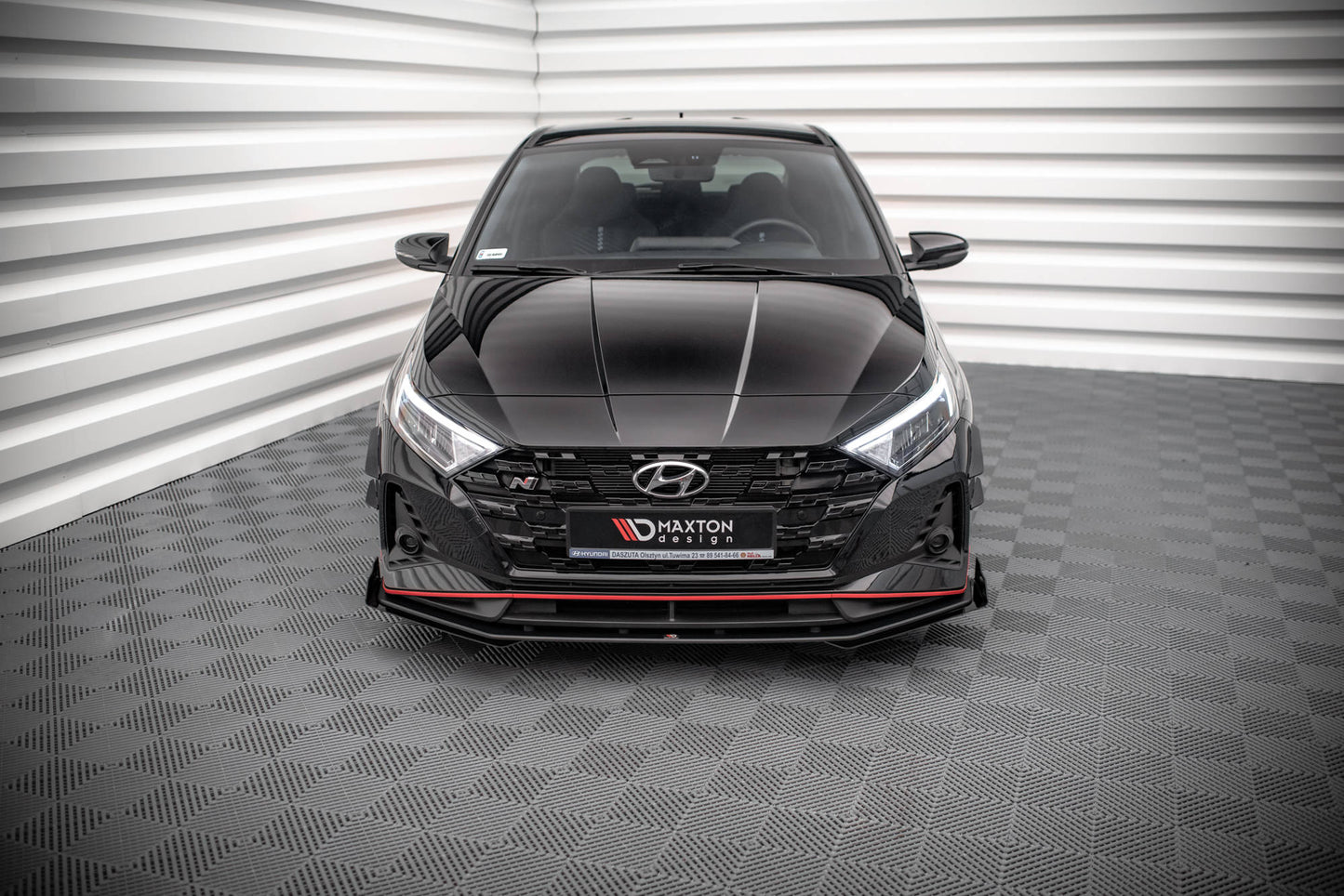 Maxton Street Pro Front Ansatz für +Flaps für V.1 + Flaps Hyundai I20 N Mk3 schwarz Hochglanz