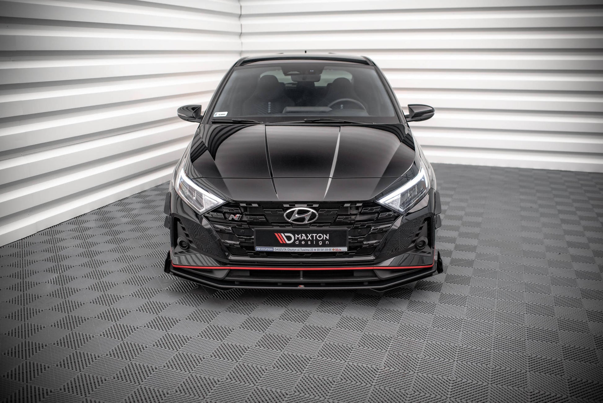 Maxton Street Pro Front Ansatz für +Flaps für V.1 + Flaps Hyundai I20 N Mk3 schwarz Hochglanz