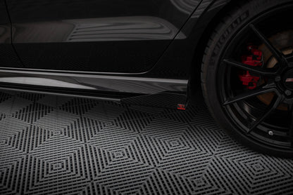 Maxton Street Pro Seitenschweller Ansatz für V.1 für + Flaps Audi RS3 Limousine 8V Facelift schwarz Hochglanz