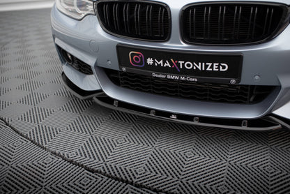Maxton Front Ansatz V.3 für BMW 4er Coupe / Gran Coupe / Cabrio M-Paket F32 / F36 / F33 schwarz Hochglanz