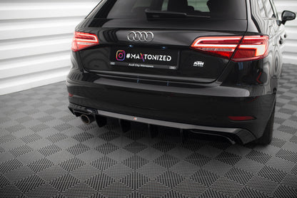 Maxton Diffusor Heck Ansatz für Audi A3 Sportback 8V Facelift (Version mit einseitigem Auspuffrohr)