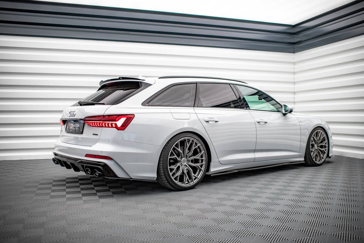 Maxton Diffusor Heck Ansatz für + Endschalldampfer Sportauspuff Attrappe Audi S6 / A6 S-Line C8