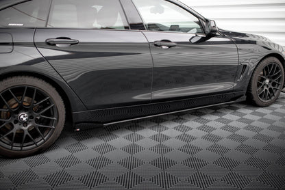 Maxton Street Pro Seitenschweller Ansatz für + Flaps BMW 4er Gran Coupe F36 schwarz Hochglanz