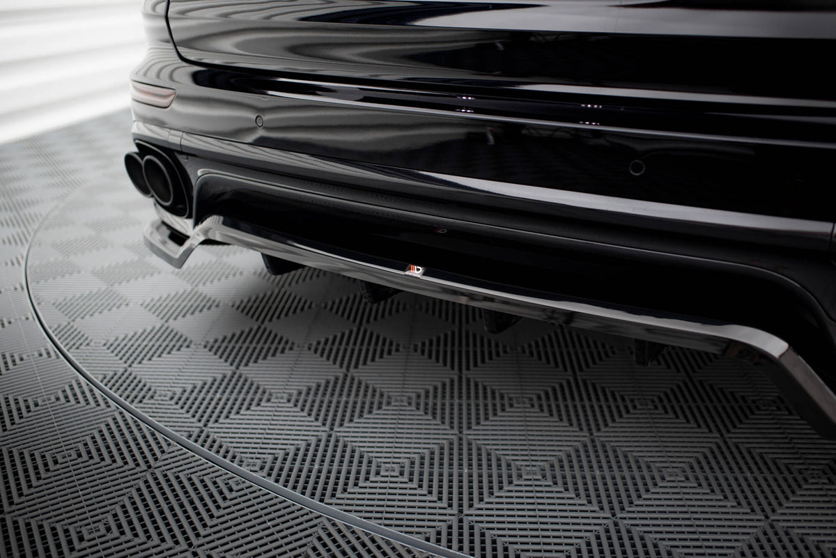 Maxton Mittlerer Diffusor Heck Ansatz DTM Look für Porsche Cayenne Mk2 Facelift schwarz Hochglanz
