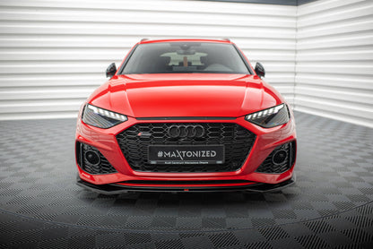 Maxton Front Ansatz V.1 für Audi RS4 B9 Facelift schwarz Hochglanz
