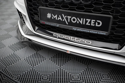 Maxton Front Ansatz V.5 für Audi RS3 Limousine 8V Facelift schwarz Hochglanz