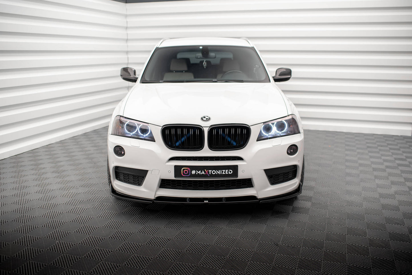 Maxton Front Ansatz für BMW X3 M-Paket F25 schwarz Hochglanz