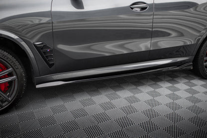 Maxton Seitenschweller Ansatz für BMW X5 M F95 Facelift schwarz Hochglanz