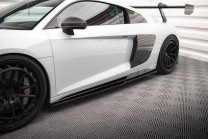 Maxton Seitenschweller Ansatz für V.2 für Audi R8 Mk2 Facelift schwarz Hochglanz