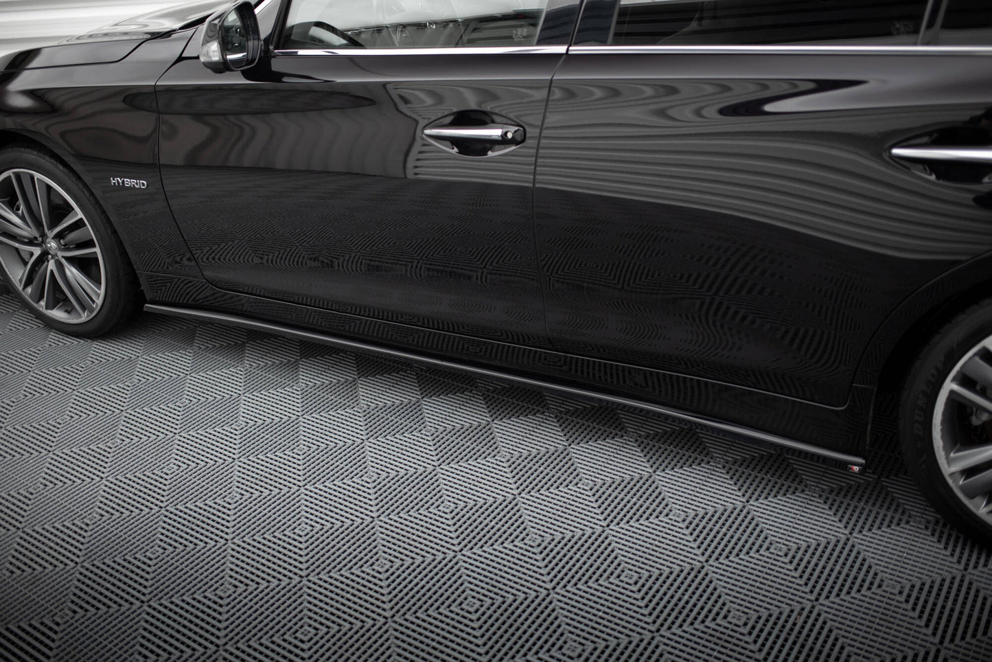 Maxton Seitenschweller Ansatz für V.2 für Infiniti Q50 S Mk1 schwarz Hochglanz