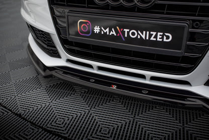 Maxton Front Ansatz V.2 für Audi A4 Competition B8 Facelift schwarz Hochglanz