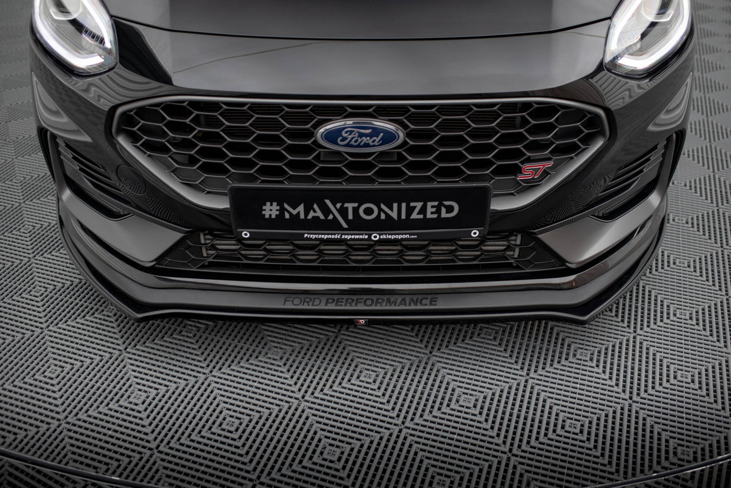 Maxton Front Ansatz V.1 für Ford Fiesta ST Mk8 Facelift schwarz Hochglanz