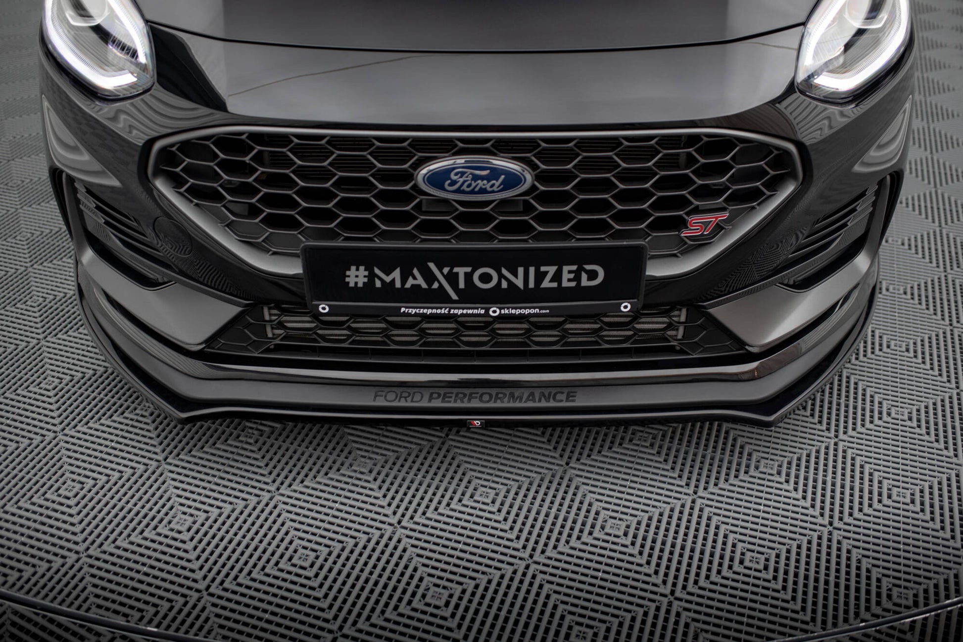 Maxton Front Ansatz V.1 für Ford Fiesta ST Mk8 Facelift schwarz Hochglanz