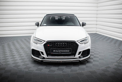 Maxton Front Ansatz V.3 für Audi RS3 Limousine 8V Facelift schwarz Hochglanz
