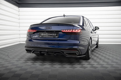 Maxton Mittlerer Diffusor Heck Ansatz DTM Look für V.2 Audi A4 S-Line B9 Facelift schwarz Hochglanz