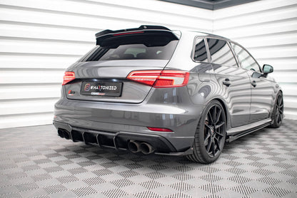 Maxton Street Pro Heck Ansatz Flaps Diffusor +Flaps für Audi S3 Sportback 8V Facelift schwarz Hochglanz
