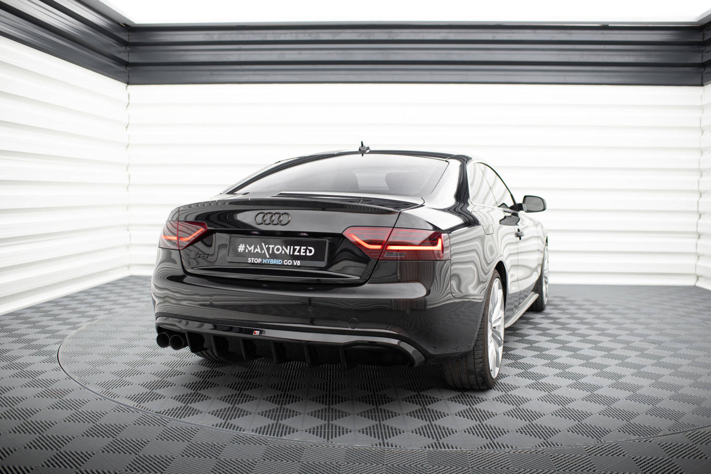 Maxton Diffusor Heck Ansatz für Audi A5 Coupe / Cabrio S-Line 8T (Einseitige Doppelauspuffversion)