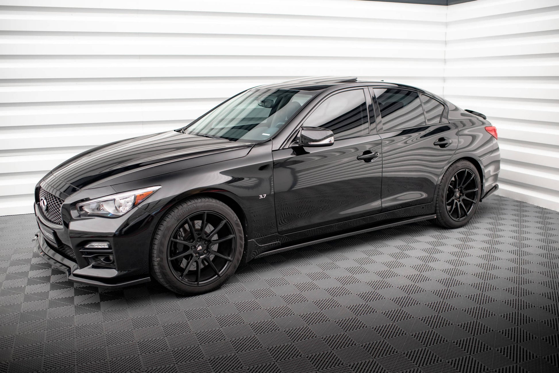 Maxton Seitenschweller Ansatz für V.1 für Infiniti Q50 S Mk1 schwarz Hochglanz
