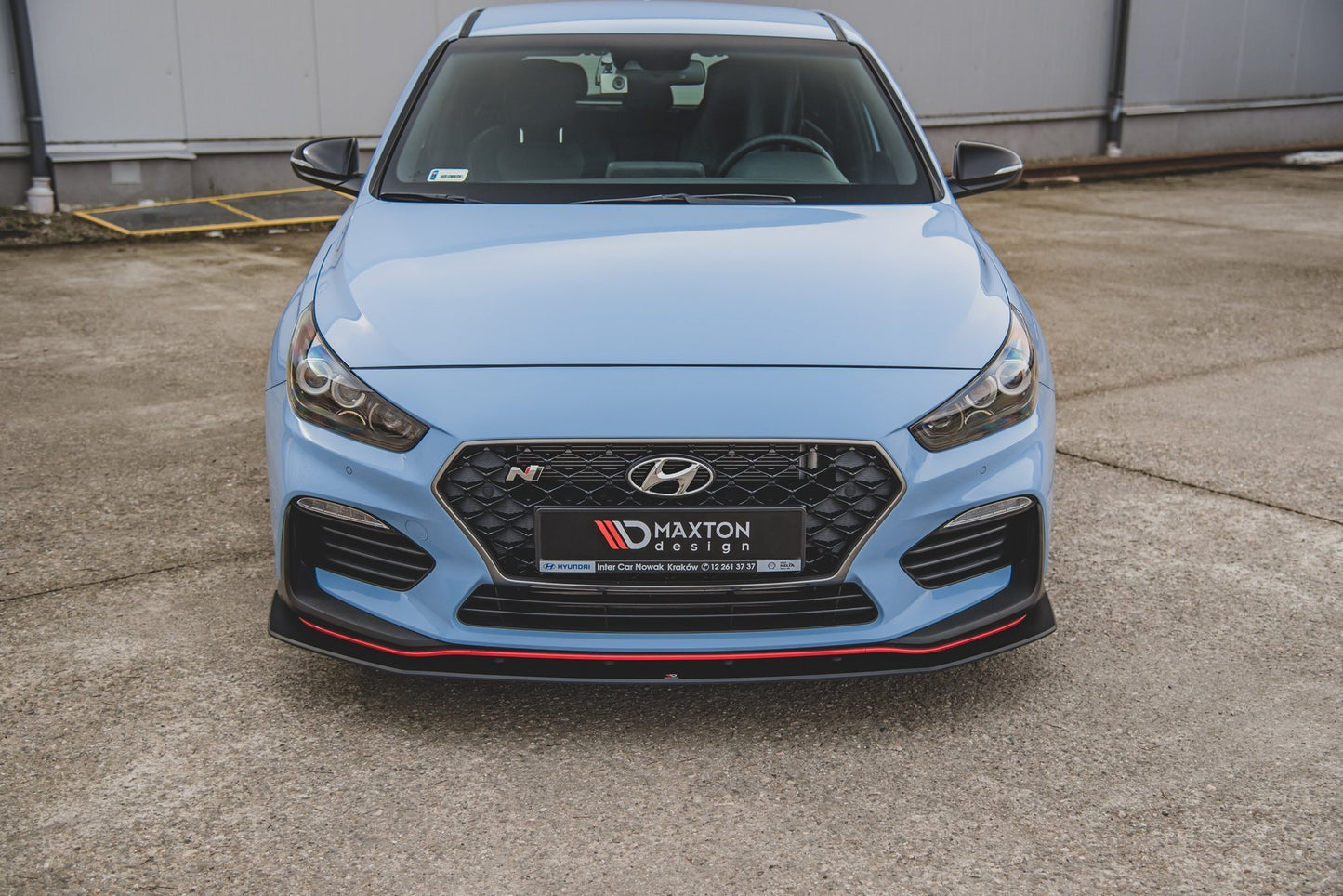 Maxton Robuste Racing Front Ansatz für passend +Flaps für Hyundai I30 N Mk3 Hatchback / Fastback schwarz Hochglanz