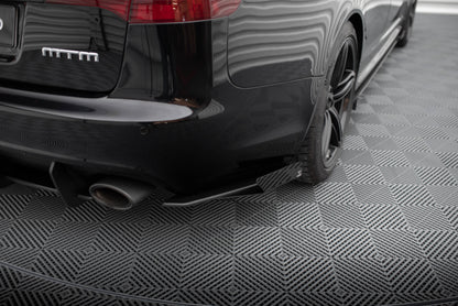 Maxton Hintere Seiten Flaps für Audi RS6 Avant C6 schwarz Hochglanz
