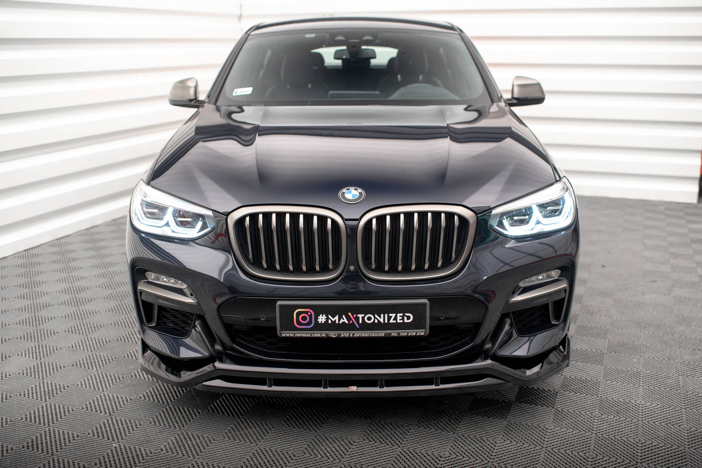 Maxton Front Ansatz V.2 für BMW X4 M-Paket G02 schwarz Hochglanz